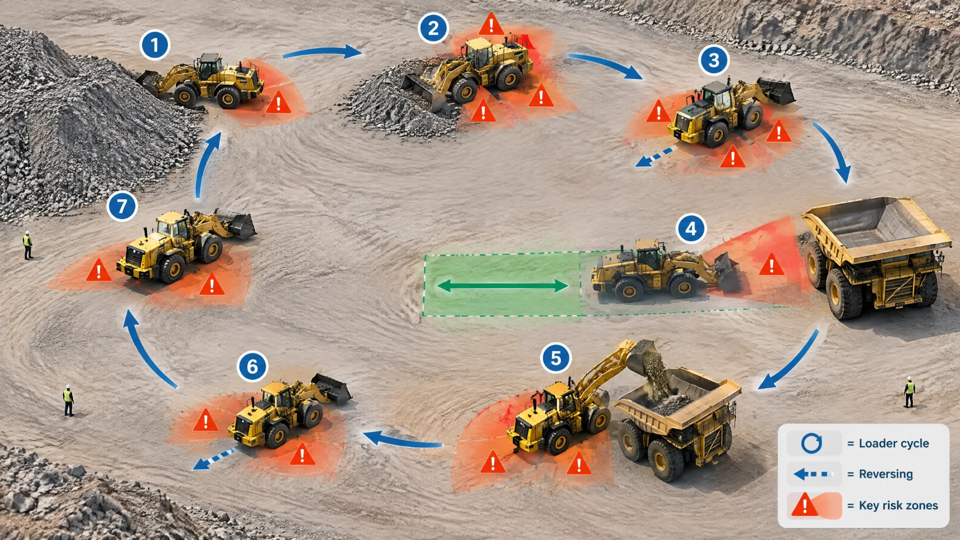 Wheel loader collision-risk in its operating process